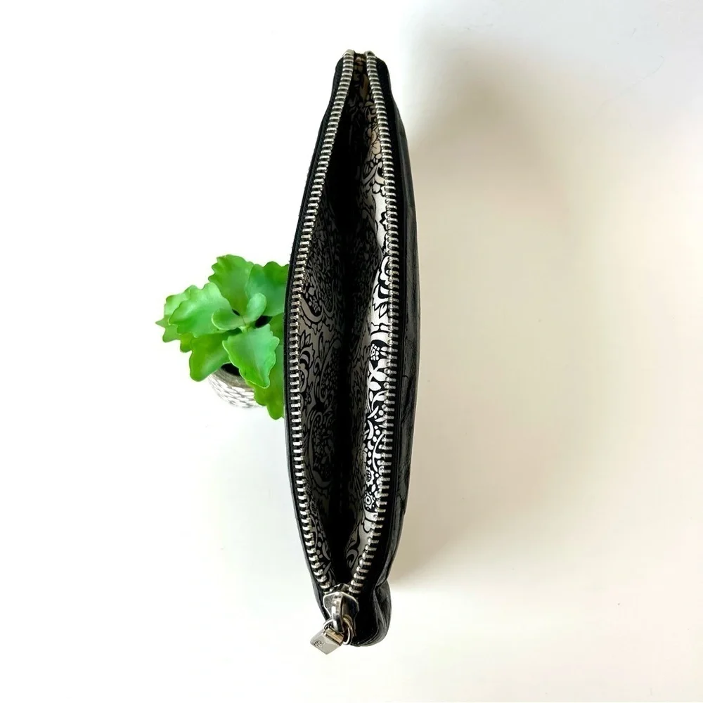 HOBO International Mavis Millie Metal Frame Zipper Bottom Leather Clutch Black